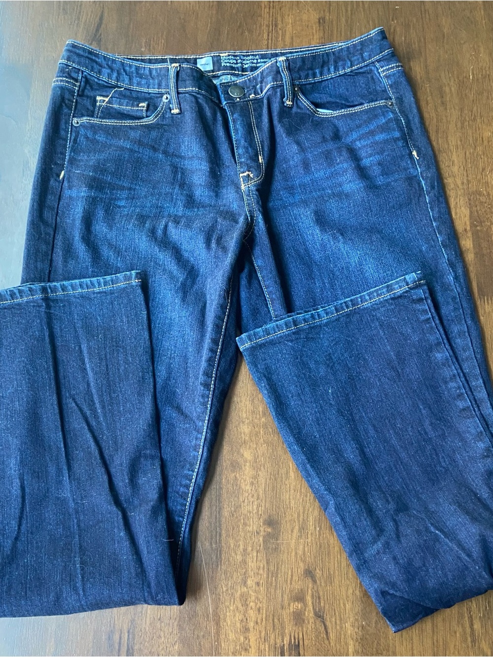 Mossimo Modern Bootcut Jeans Women Size 10 Blue Dark Wash Premium Denim Stretch